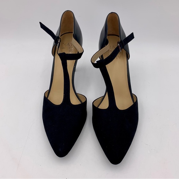 Naturalizer Black Heel Women 9M Formal Dress T-Strap Faux Suede Adjustable EUC - Picture 4 of 13